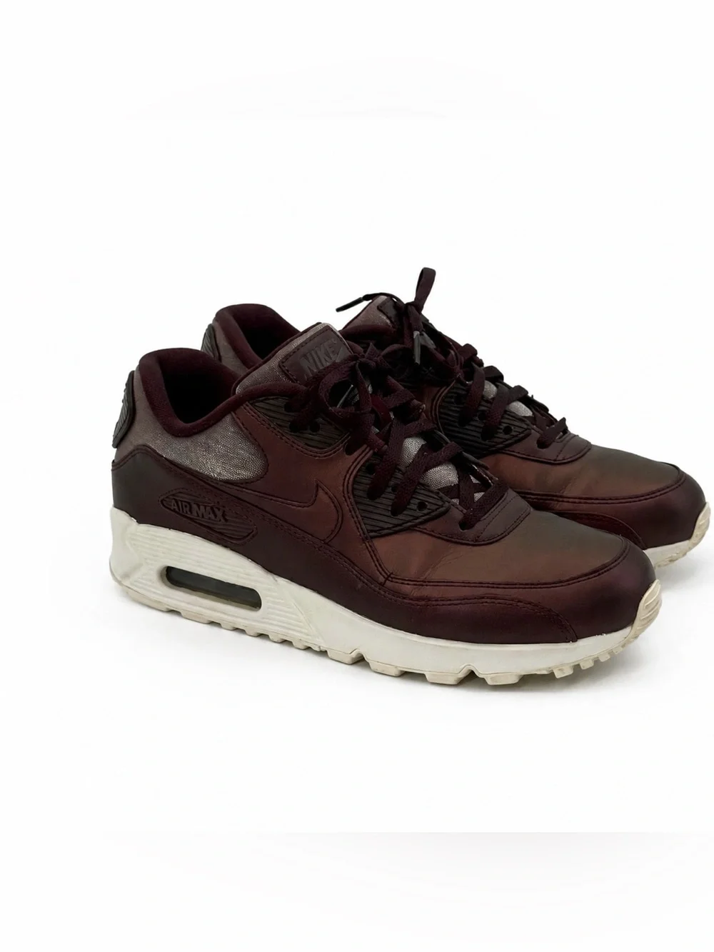 Nike Air Max 90 Metallic Mahogany Leather Sneakers Sporty Chic Casual Shoes